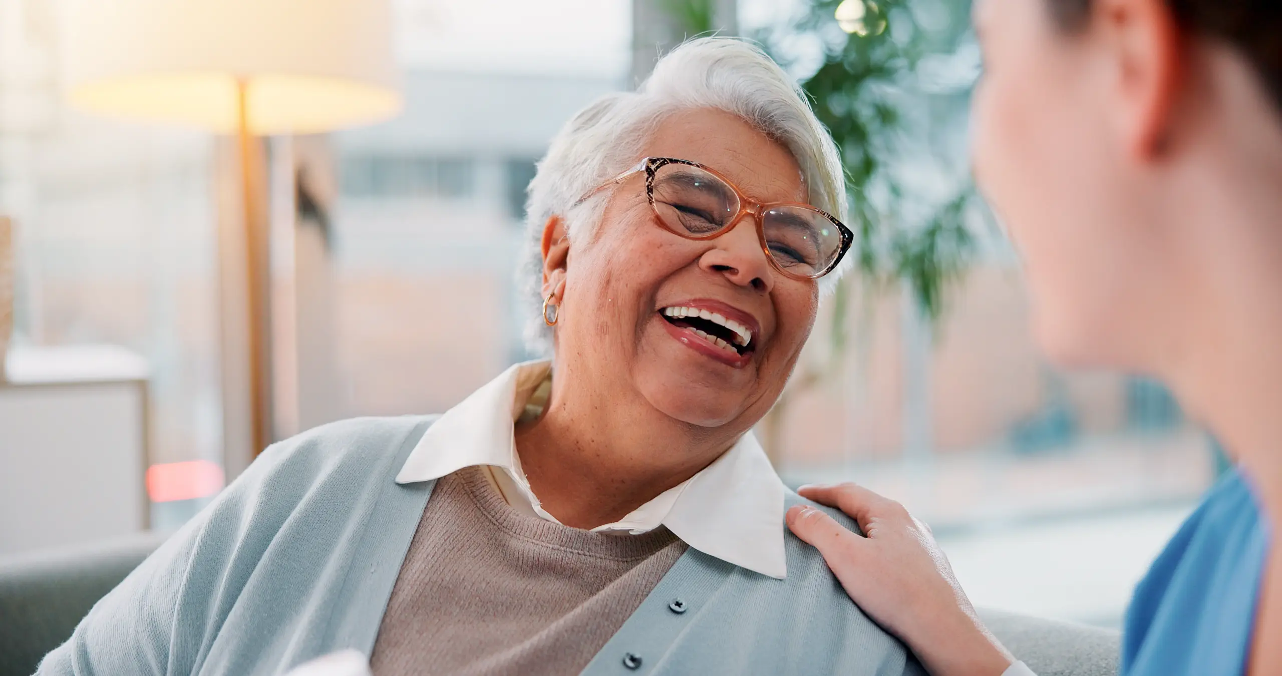 patient enjoying the calm and reassuring environment in her dental visit
